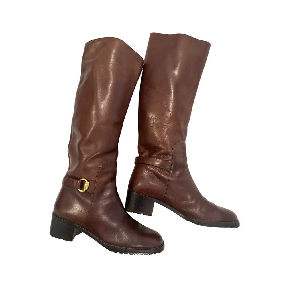 Gucci Knee High Horsebit buckle boots Brown with Block Heel size 36 Narrow - Picture 9 of 12